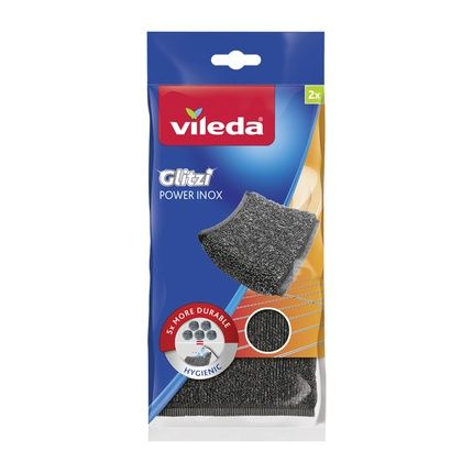 Vileda Glitzi Power Inox Steel Sponge For Stubborn Dirt - Pack Of 2