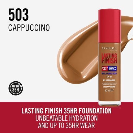 Rimmel Lasting Finish 35Hr Foundation 503 Cappuccino Full Coverage Hydrating