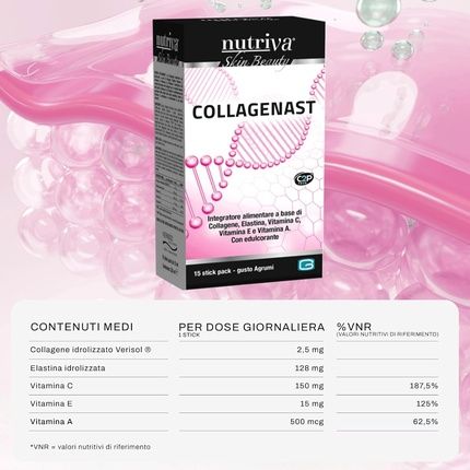 Nutriva Collagenast Collagen Supplement With Elastin 2.5G Hydrolyzed Collagen Vitamin E A C Skin Supplement Anti-Wrinkle For Women And Men Long Lasting - Image 3