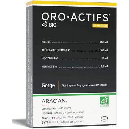 Aragan Organic Oroactive Sore Throat Dietary Supplement With Honey And Acerola