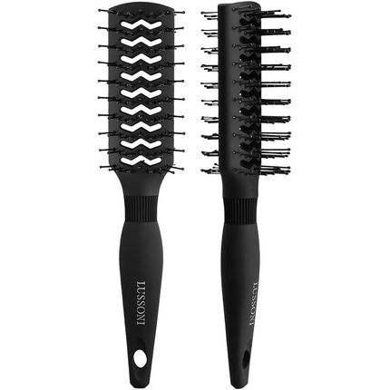 Tb Tools For Beauty T4B Lussoni Duovent Brush Professional Double-Sided Styling Hairbrush For Very Short Hair Detangling Brush Antistatic Black