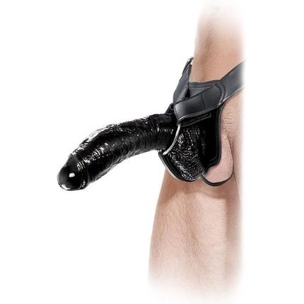 Pipedream Ff Extreme Strap-On Dildo Hollow Strap On Black - 9.5 Inch