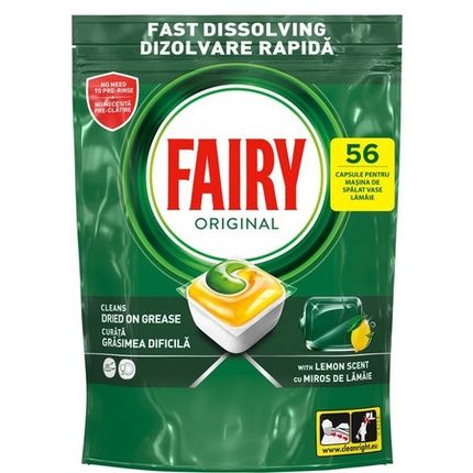 Fairy Original Lemon Dishwasher Capsules 56 Pieces