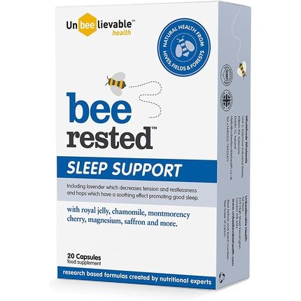 Unbeelievable Health Bee Rested Sleep Support Supplement With Royal Jelly, Saffron, Chamomile & Lavender 20 Count