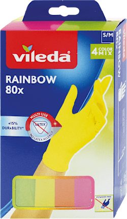 Vileda Disposable Rainbow Gloves Size Sm 80 Pieces