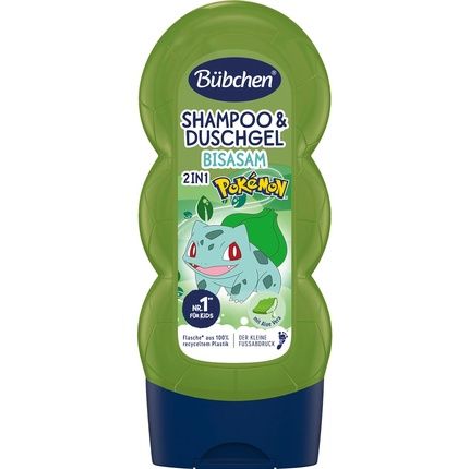 Bubchen 2In1 Shampoo & Shower Gel For Kids Pokemon Bulbasaur Edition 230Ml - Nourishing Hair Wash And Mild Cleansing Shower Bath