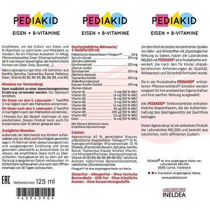 Pediakid Iron + B-Vitamins Rich In B-Vitamins And Bioavailable Iron To Fight Fatigue 125Ml