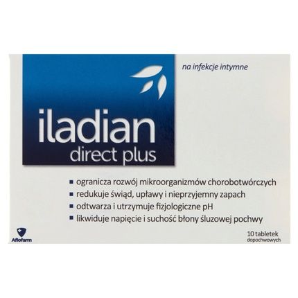 Iladian Direct Plus Vaginal Tablets Soothing Symptoms Of Intimate Infections - 10 Tablets