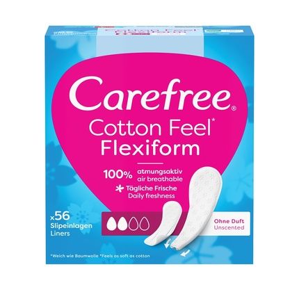 Carefree Cotton Feel Flexiform Unperfumed Hygiene Liners - 56 Pieces