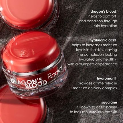 Rodial Dragons Blood Hyaluronic Velvet Cream 1.69Fl.Oz - Hyaluronic Acid And Hydromanil For Dry Skin - Buttery Luxurious Cream - Day Night Care - Image 3