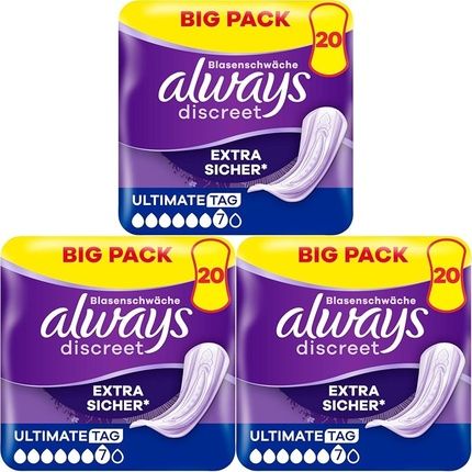 Always Discreet Incontinence Pads For Women Ultimate Day - Pack Of 20