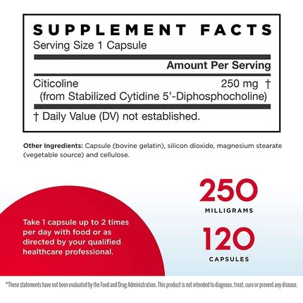 Jarrow Citicoline Cdp Choline 250Mg 120 Capsules