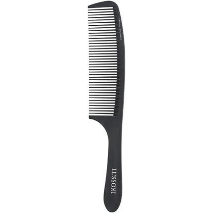 T4B Lussoni Carbon Anti-Static And Break-Resistant Handle Comb With Wide Teeth For Thin And Thick Hair 402