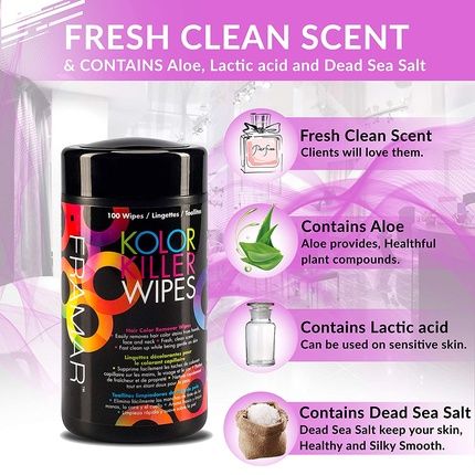 Framar Kolor Killer Wipes Hair Dye And Color Remover 100 Wipes Dispenser - Image 3