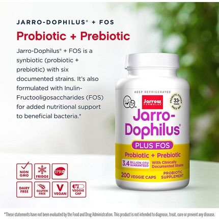Jarrow Jarro-Dophilus + Fos 3.4 Billion Organisms 200 Capsules - Image 3