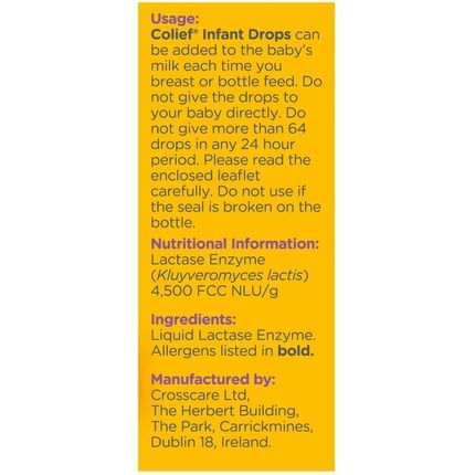 Colief Infant Drops Lactase Enzyme Drops Natural Colic Relief For Babies 15Ml
