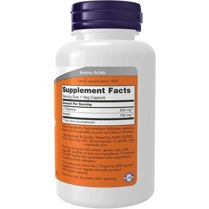 Now Supplements L-Theanine 200Mg With Inositol Stress Management 120 Veg Capsules