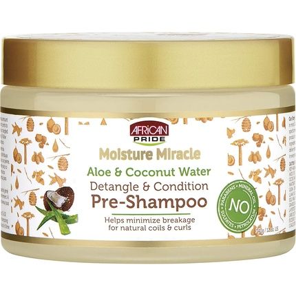 African Pride Moisture Miracle Aloe & Coconut Water Detangle & Condition Pre-Shampoo 12Oz