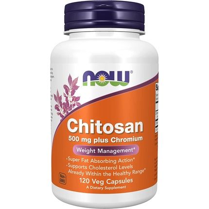 Now Chitosan 500Mg Plus Chromium Weight Management Supplement 120 Veg Capsules