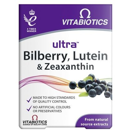 Vitabiotics Ultra Bilberry Lutein + Zeaxanthin Dietary Supplement 30 Tablets