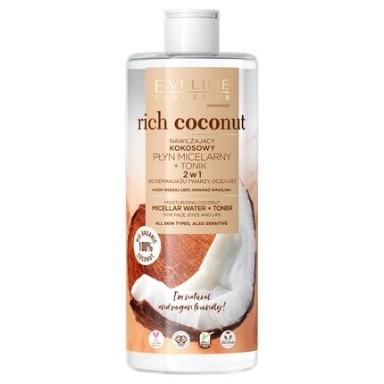 Eveline Cosmetics Rich Coconut Moisturizing Micellar Water + Toner 500Ml