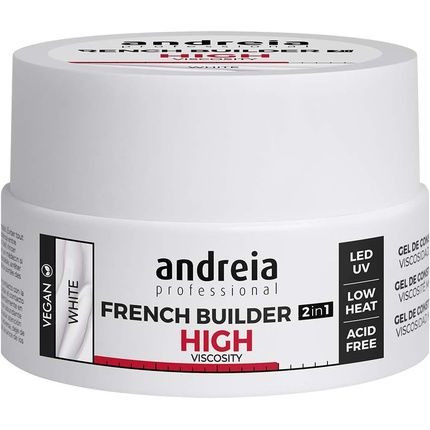 Andreia Professional French Nail Builder For Manicure High Viscosity Biphasic 2 In 1 Led And Uv Vegan White 22G