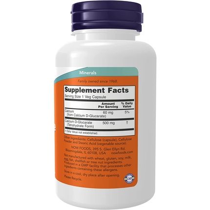 Now Calcium D-Glucarate 500Mg Detoxification Support 90 Veg Capsules