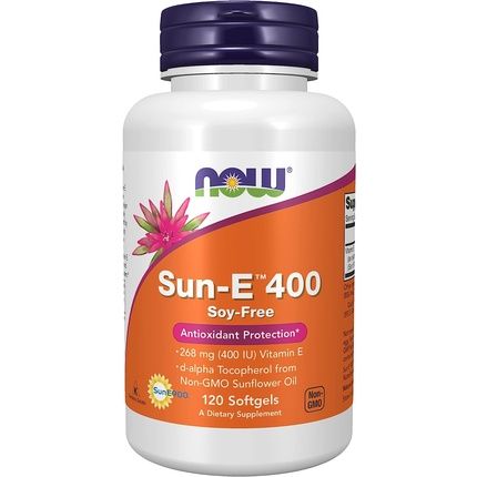 Now Sun-E 400 Iu With D-Alpha Tocopherol From Non-Gmo Sunflower Oil 120 Softgels