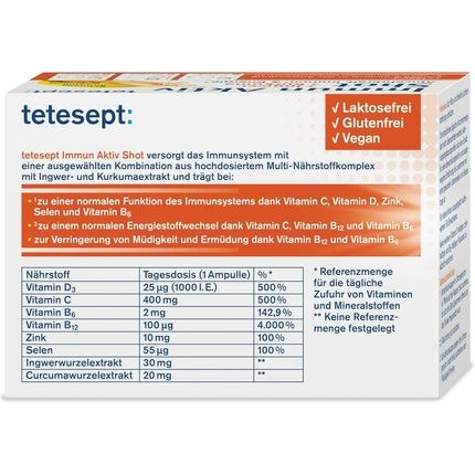 Tetesept Immune Active Turmeric Ginger Shot 7 Drinking Bottles High Dose