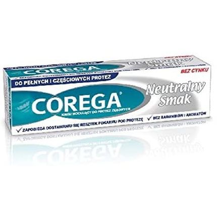 Corega Cream - Neutral Flavor - 40 G - For Dentures Full And Partial. It