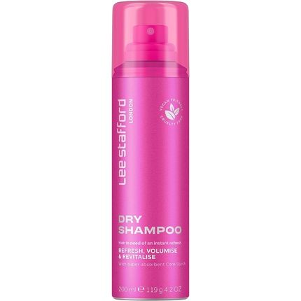 Lee Stafford Original Dry Shampoo No Rinse Spray To Refresh Hair In Between Washes 200Ml Pink