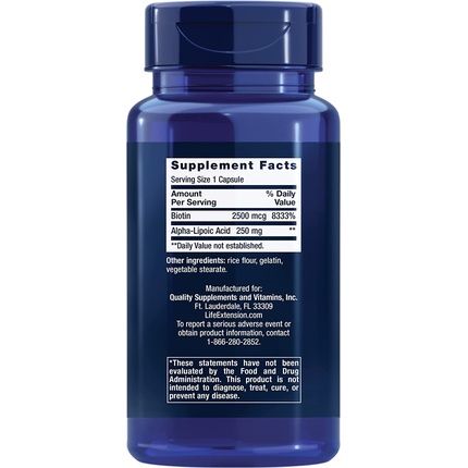 Life Extension Super Alpha-Lipoic Acid With Biotin 250Mg 60 Capsules
