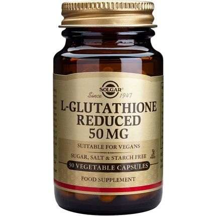 Solgar L-Glutathione Reduced 50Mg Vegetable Capsules Detoxification Of The Liver Glutamic Acid Cysteine And Glycine Vegan Gluten Free And Kosher