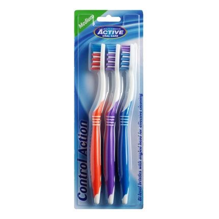 Active Oral Care Control Action Medium Toothbrushes 3 Pack