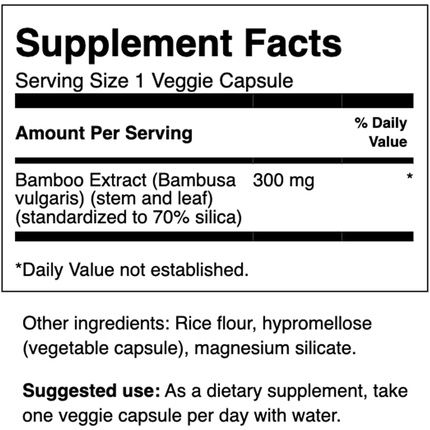 Swanson Bamboo Extract Natural Hair Skin And Nails Supplement 60 Veggie Capsules 300Mg - Image 3