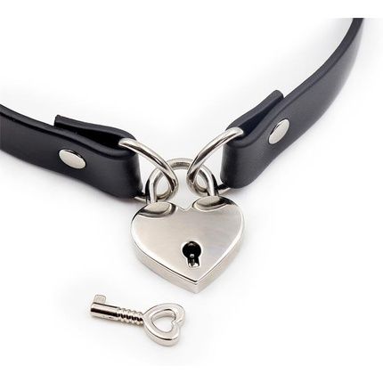 Cinderella Necklace With Heart Lock Vegan Leather One Size
