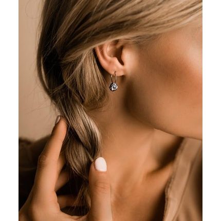 Blomdahl Hypoallergenic Natural Titanium Round Crystal Pendant Earrings - Image 3