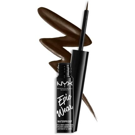 Nyx Professional Makeup Epic Wear Semi-Permanent Liquid Liner Waterproof Eye Liner And Body Art Matte Finish Brown 02