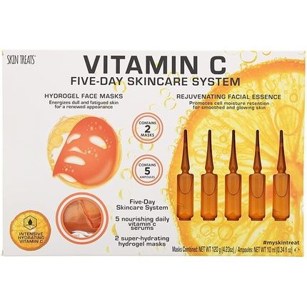 Skin Treats Vitamin C Five-Day Skincare System 7 Pieces Gift Set: 2 Hydrogel Face Mask 120G - 5 Essence Ampoules - Image 3