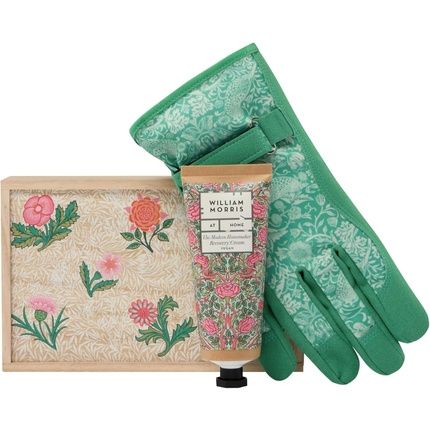 William Morris Hand Recovery Balm 100Ml And Gardening Gloves In Wooden Box