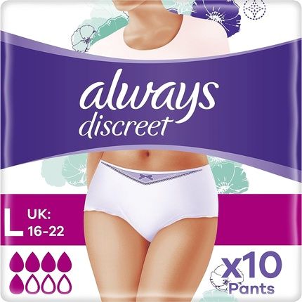 Always Discreet Incontinence Pants Women Large 10 Normal Absorbency Pants Odor Neutralizer Dress Size 16-22 For Sensitive Bladder