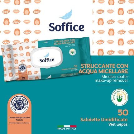 Soffice Makeup Remover Wipes For Face And Eyes With Micellar Water