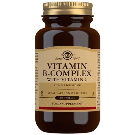 Solgar Vitamin B-Complex With Vitamin C Tablets High Strength Energy Immune And Nervous System Support 250 Tablets