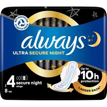 Always Ultra Night Size 4 With Wings 8 Pack
