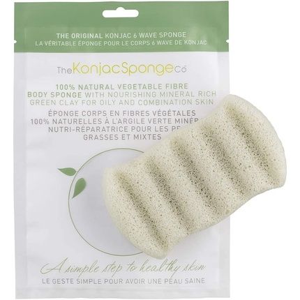 The Konjac Sponge Co 6 Wave Body Bath Sponge With Green Clay For Irritated, Sensitive And Combination Skin Types