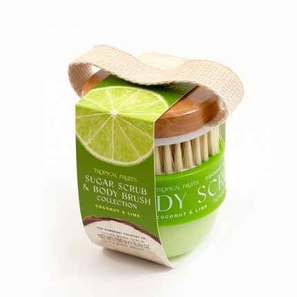 Tropical Fruits Gentle Exfoliating Sugary Scrub & Brush Coconut And Lime 150G