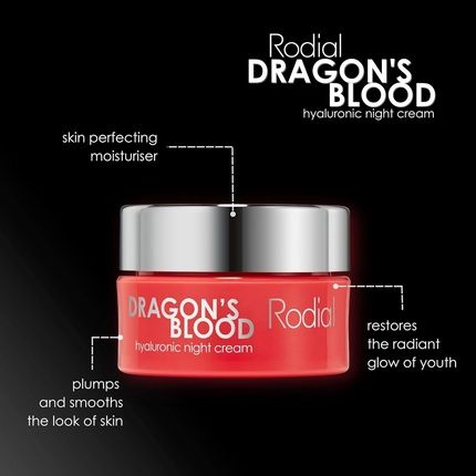 Rodial Dragons Blood Hyaluronic Night Cream Mini 10Ml Overnight Skin Perfecting Moisturizer With Hyaluronic Acid And Shea Butter Quickly Absorbing Formula