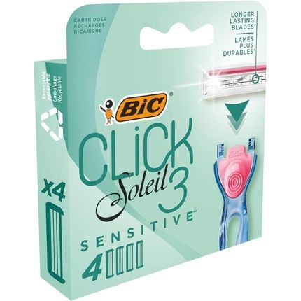 Bic Click 3 Soleil Shaver Sensitive Cartridges Blades 4 General
