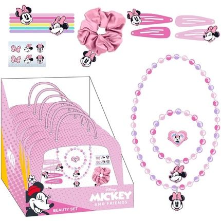 Cerda Life'S Little Moments Minnie Beauty Set For Kids - Multicolor Hair Ties, Hair Tie, Hair Clips, Necklaces, Ring, And Stickers - Original Product Designed In Spain