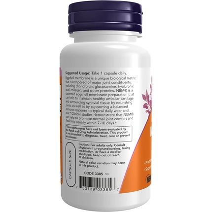 Now Supplements Eggshell Membrane 500Mg Joint Support 60 Veg Capsules - Image 3